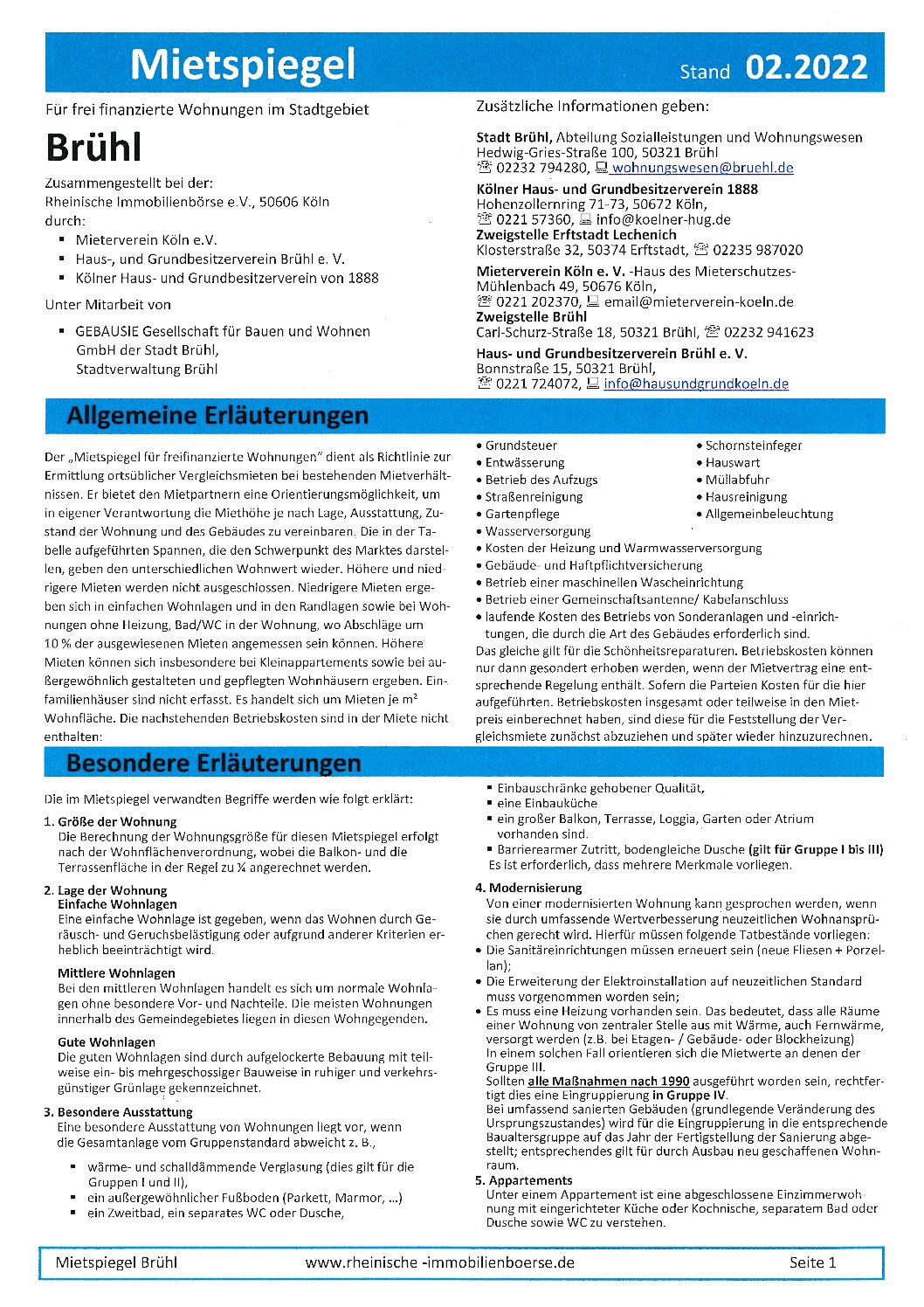 Brühl - Mietspiegel